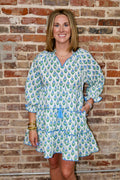 EASY AS CAN BE DRESS - WHITE/BLUE