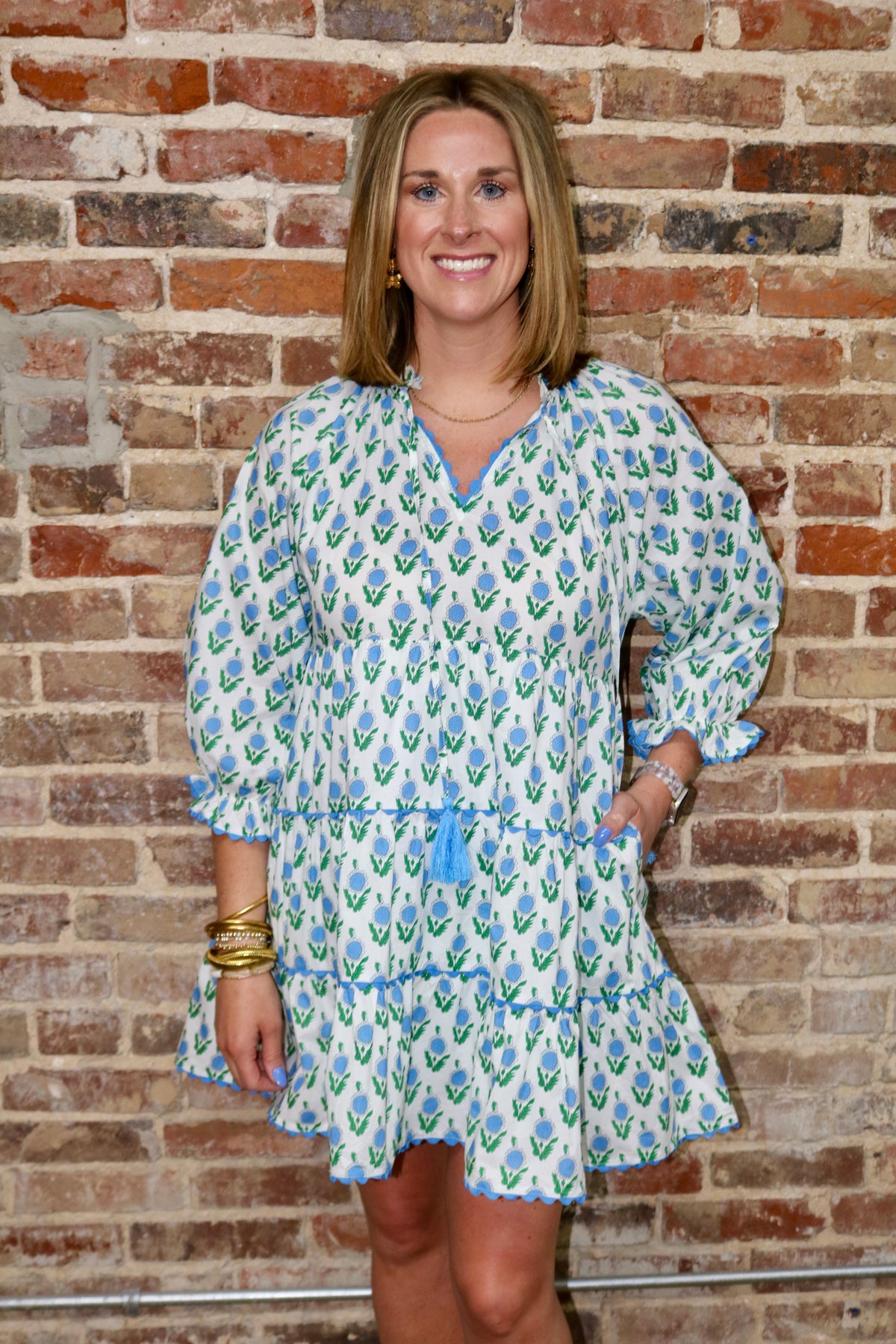 EASY AS CAN BE DRESS - WHITE/BLUE