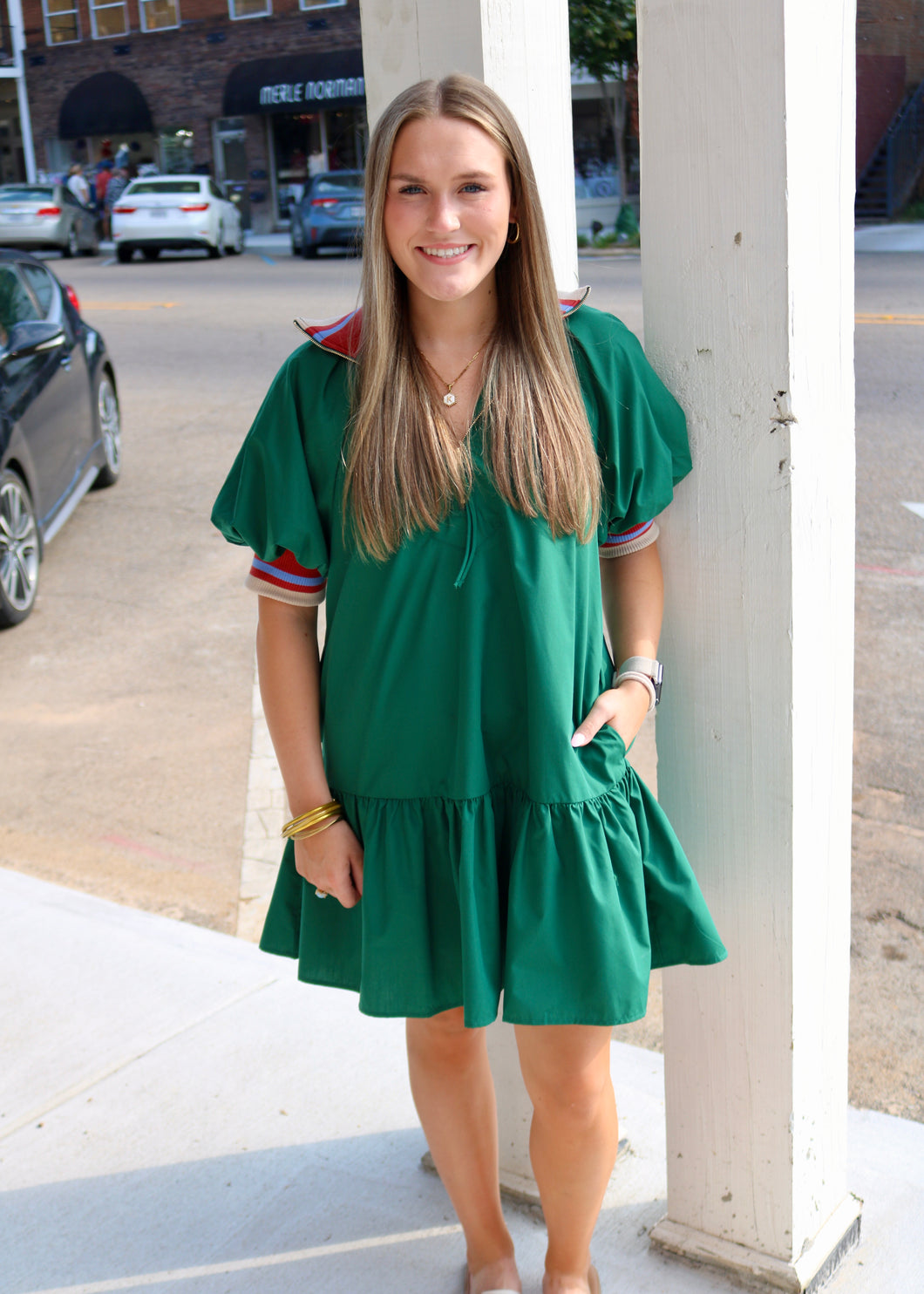 THE WAY IT GOES DRESS - HUNTER GREEN