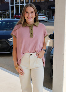 HAD ME LOOKING TOP - MAUVE/OLIVE