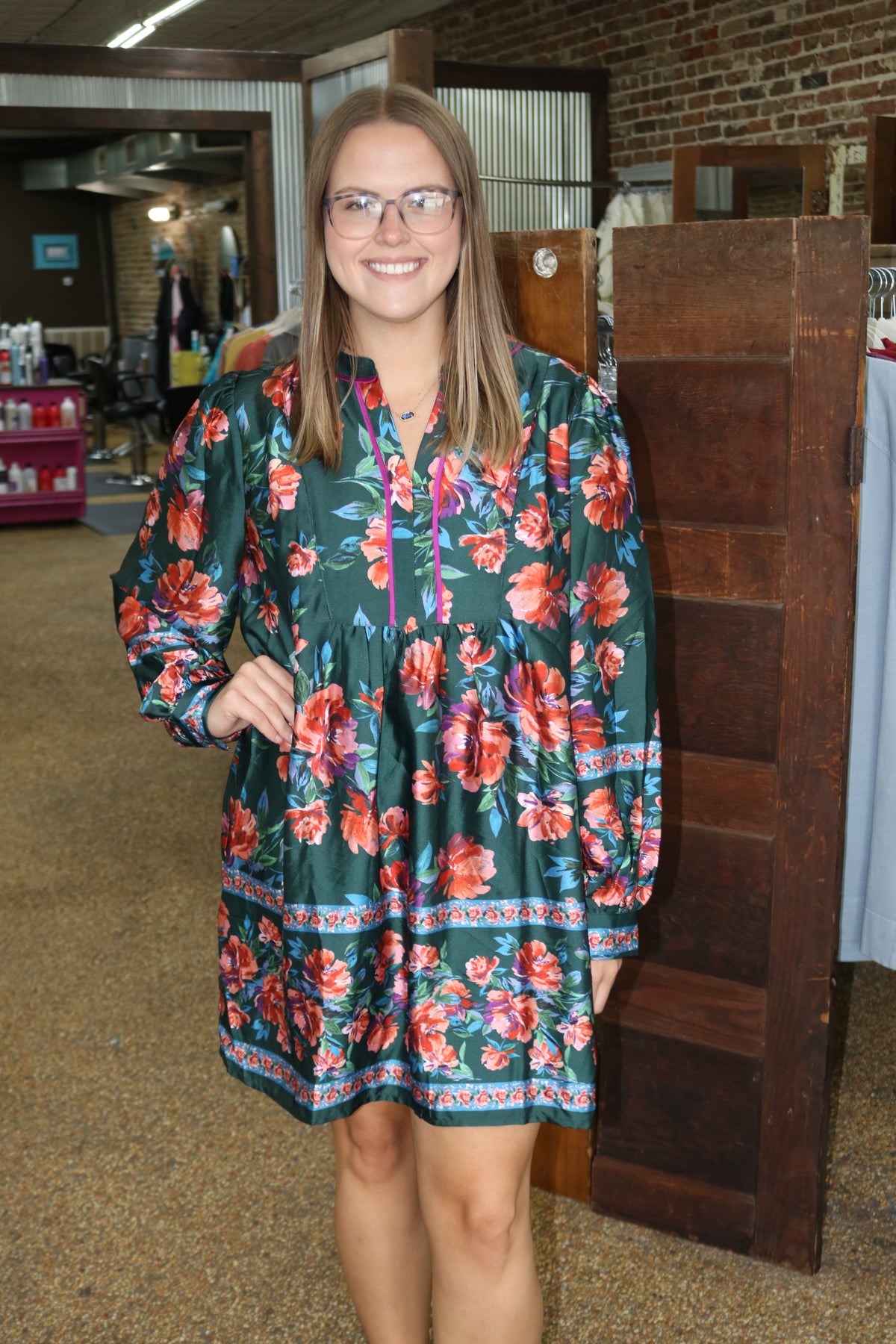 THERE YOU GO DRESS - HUNTER GREEN