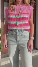 Load and play video in Gallery viewer, FRIENDS FOREVER VEST TOP - PINK MULTI
