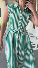 Load and play video in Gallery viewer, THE WAY WE GO DRESS - GREEN STRIPE
