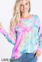 Load image into Gallery viewer, LS TIE DYE TOP W/ STITCHING DETAIL
