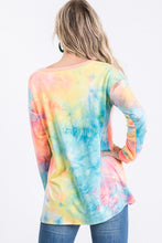 Load image into Gallery viewer, LS TIE DYE TOP W/ STITCHING DETAIL
