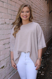 GO WITH IT TOP - TAUPE