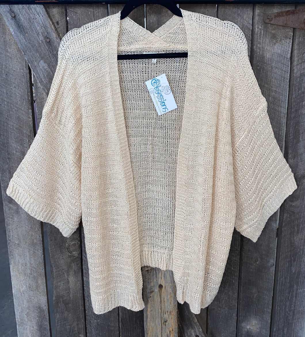 3/4 SLV LINE TEXTURE CARDIGAN