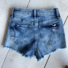 Load image into Gallery viewer, BUTTON FLY DISTRESSED DENIM SHORTS

